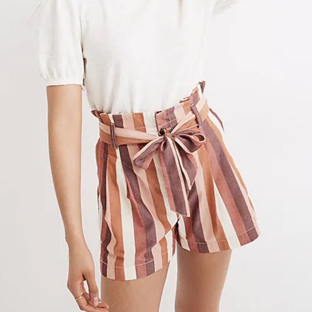 Madewell Paperbag Shorts in Rainbow Stripe